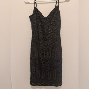 Express Black Sequin Above Knee Dress